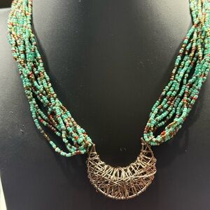 Multicolor Beaded Necklace with Silver Accent